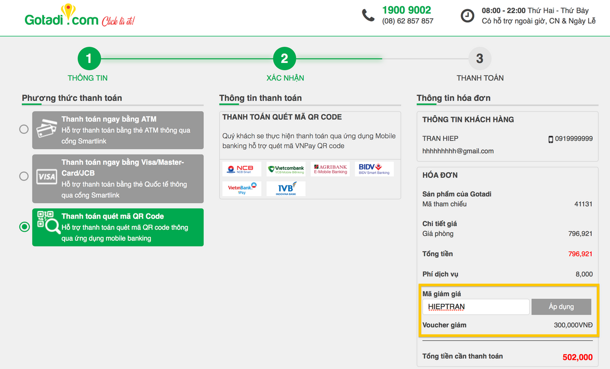 Giảm ngay 300k khi đặt phòng trên GOTADI